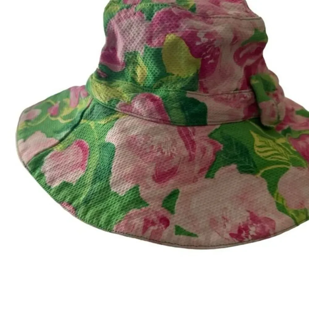 Janie and Jack Sun‎ Hat Girls 4-5 Pink Floral Seersucker Bow Summer